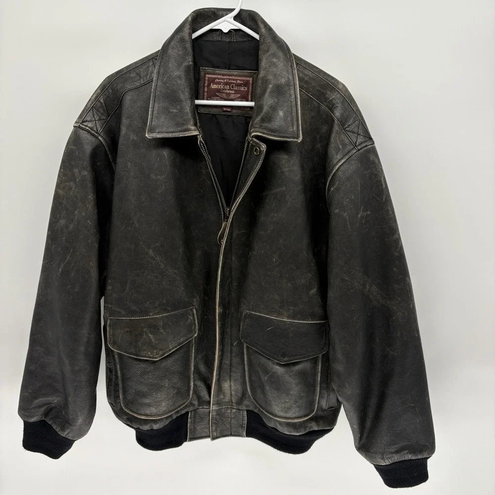 Vintage American Classics Leather Aviator A-2 Bomber Jacket Retro Flight XL